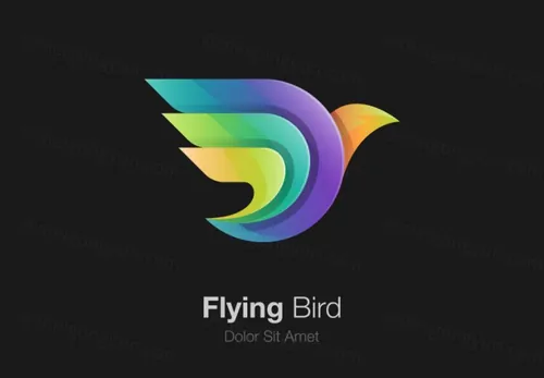 七彩鸟动物LOGO商标矢量素材 Logo illustration gradient colorful style