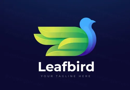 叶鸟渐变多彩动物LOGO商标矢量素材 Logo illustration gradient colorful style