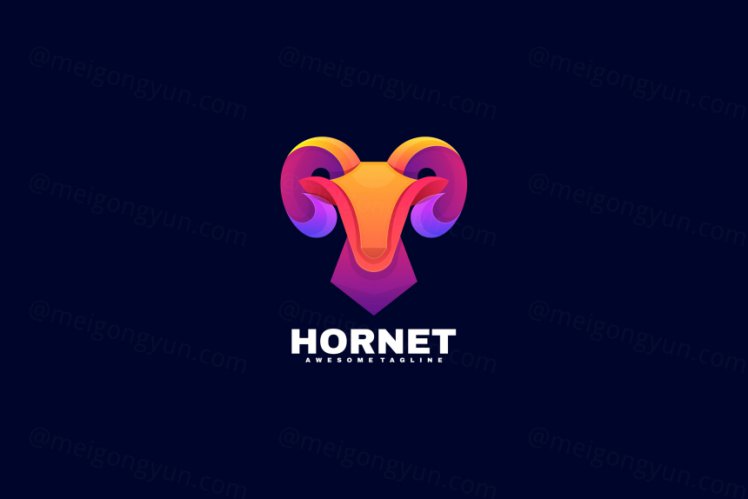 山羊渐变多彩动物LOGO商标矢量素材 Logo illustration gradient colorful style
