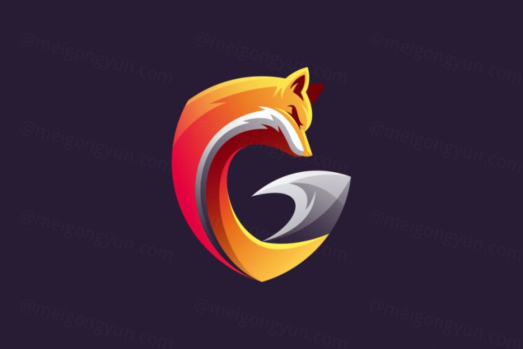 狐狸渐变多彩动物LOGO商标矢量素材 Logo illustration gradient colorful style