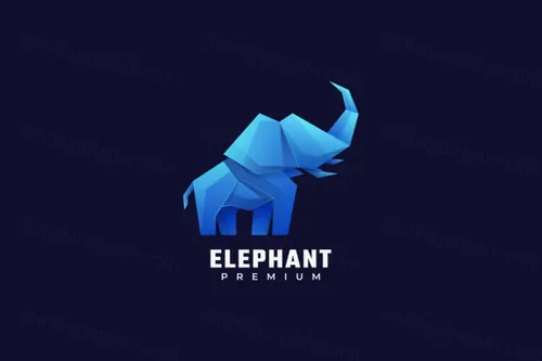 大象渐变多彩动物LOGO商标矢量素材 Logo illustration gradient colorful style