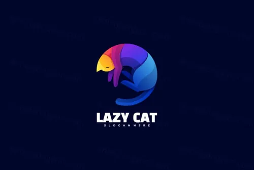 懒猫渐变多彩动物LOGO商标矢量素材 Logo illustration gradient colorful style