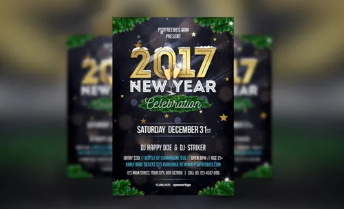 New Year Party Invitation Flyer Template PSD