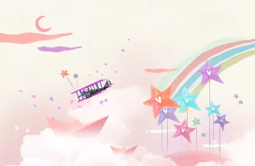 手绘卡通卡哇伊天空彩虹免扣PNG元素