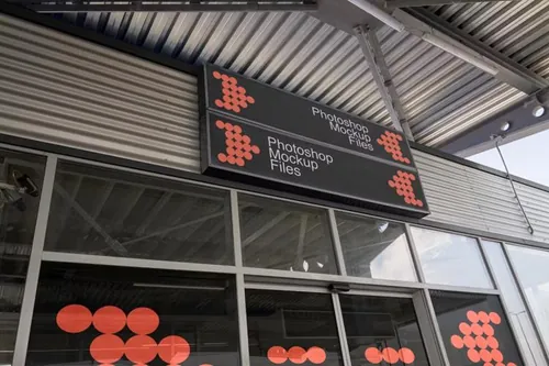 店铺门头招牌灯箱广告海报设计贴图展示样机模板 Adverti