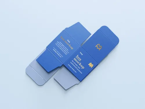 正方形盒子展开图包装设计展示贴图样机PSD模板 Square Unfolded Box Mockup