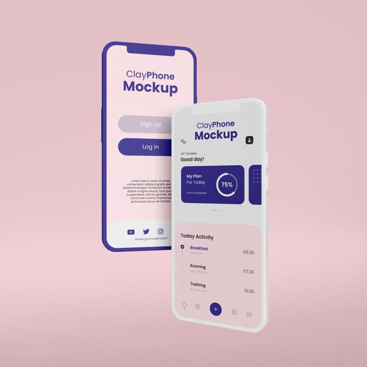 高质量iPhone手机白模APP设计UI多界面展示贴图样机模