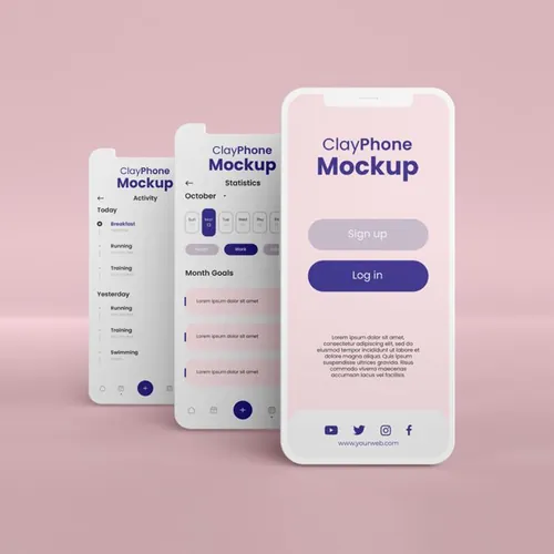 高质量iPhone手机白模APP设计UI多界面展示贴图样机模