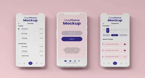 高质量透明iPhone手机白模APP设计UI多界面展示贴图样