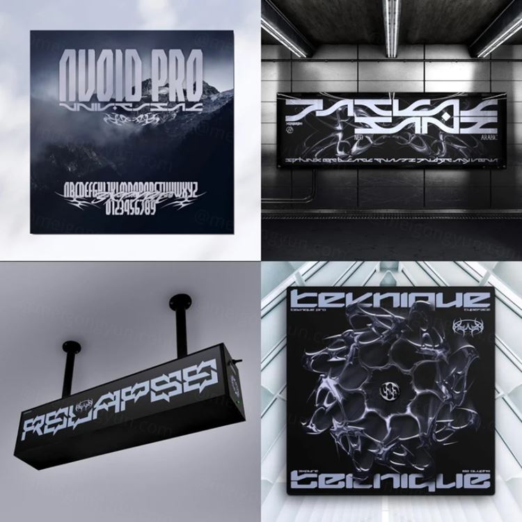 3XPYRE工作室2023年最新未来派酸性艺术科幻字体包免费