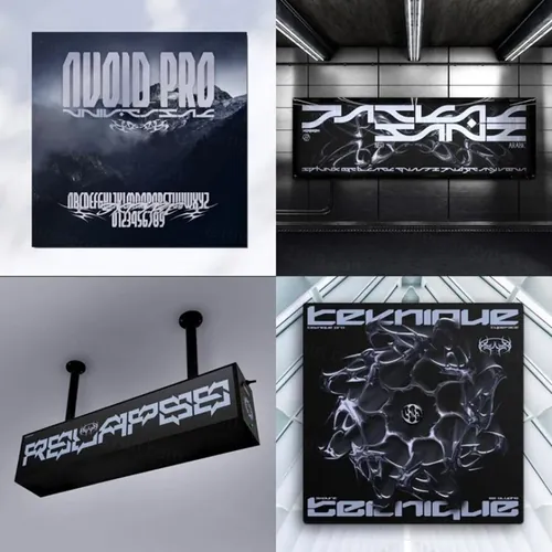 3XPYRE工作室2023年最新未来派酸性艺术科幻字体包免费