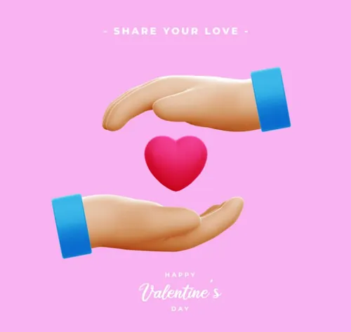 情人节快乐3D手势元素装饰海报PSD模板 Happy valentine\'s day with 3d hand rendering