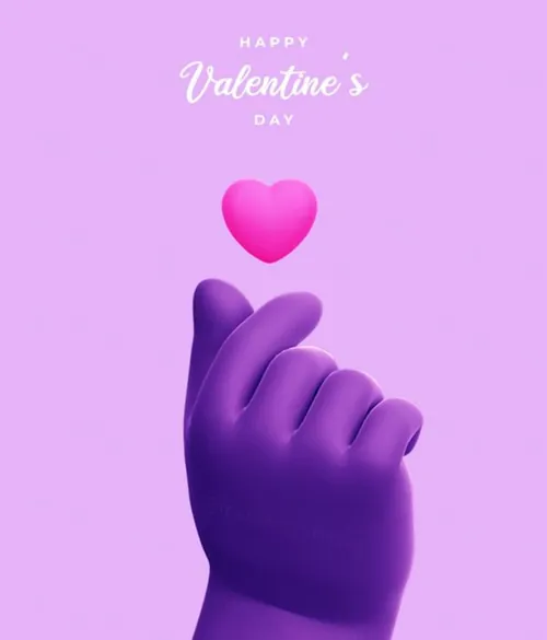情人节快乐3D手势元素装饰海报PSD模板 Happy valentine\'s day with 3d hand rendering