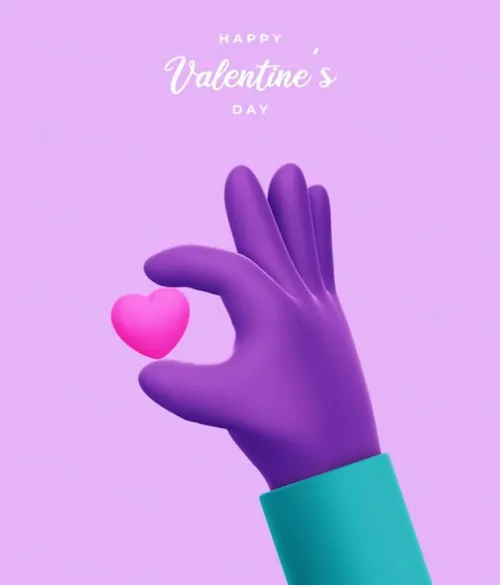 情人节快乐3D手势元素装饰海报PSD模板 Happy valentine\'s day with 3d hand rendering