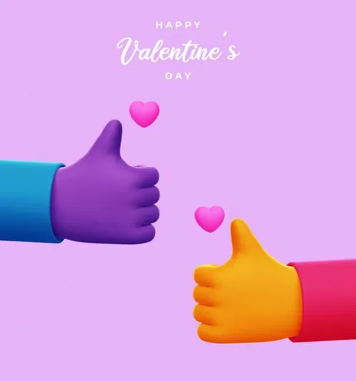 情人节快乐3D手势元素装饰海报PSD模板 Happy valentine\'s day with 3d hand rendering