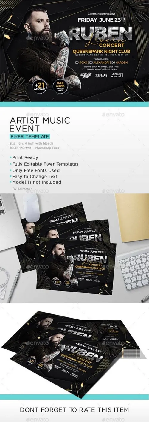 艺术家音乐活动传单设计PSD模板Artist Music Event Flyer