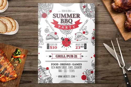 时尚高端简约手绘BBQ烧烤传单DM hand-drawn-barbecue