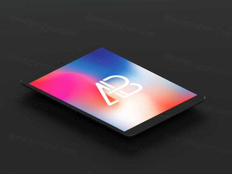 iPad平板电脑贴图样机PSD模板Isometric Matte Black iPad Pro 10.5 Mockup