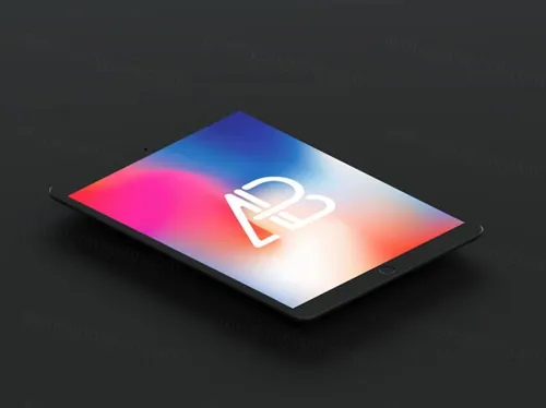 iPad平板电脑贴图样机PSD模板Isometric Matte Black iPad Pro 10.5 Mockup