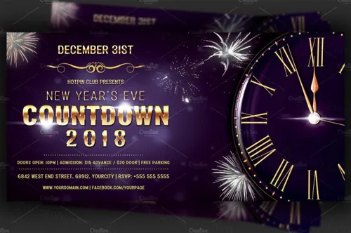 新年倒计时宣传海报 Nye Countdown Party Flyer Template