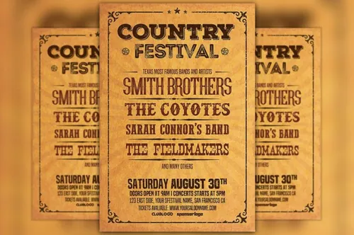 复古音乐海报设计 Country Music Festival Flyer