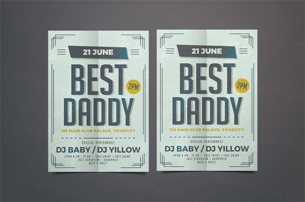 高端优雅低调复古风格的父亲节海报传单 best-daddy-flyer