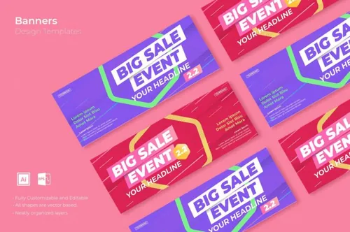 时尚高端简约广告页海报 srtp-banners-template