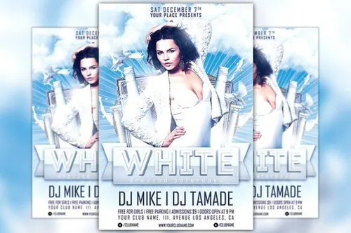 冬季装扮宣传单模板 White Dressed Saturdays Flyer