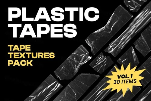 高分辨率真实褶皱塑料透明胶带纹理素材 Plastic Tap