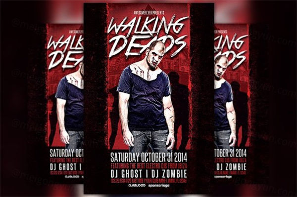 行尸走肉万圣节宣传单制作 Walking Deads Halloween Party Flyer