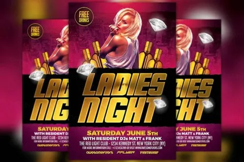 舞会宣传单模板 Ladies Night Flyer Template