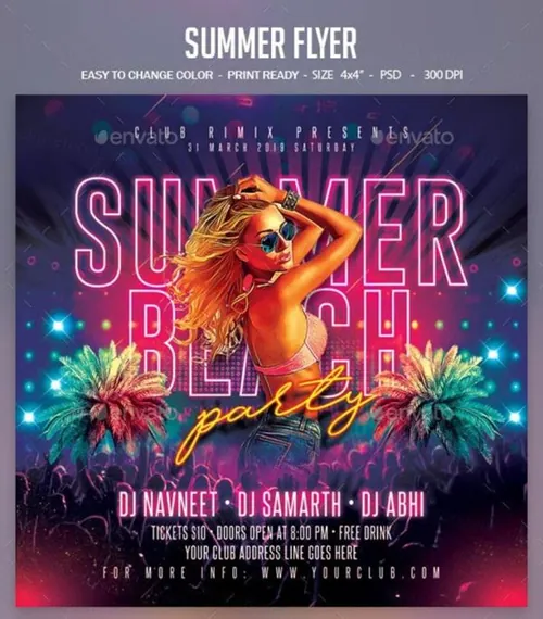 夏季激情派对传单设计模板