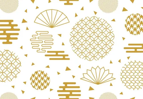 2019年新年快乐中国日本东方传统元素新年图案素材