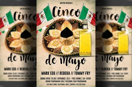 墨西哥元素海报设计 Cinco De Mayo Party Flyer Template