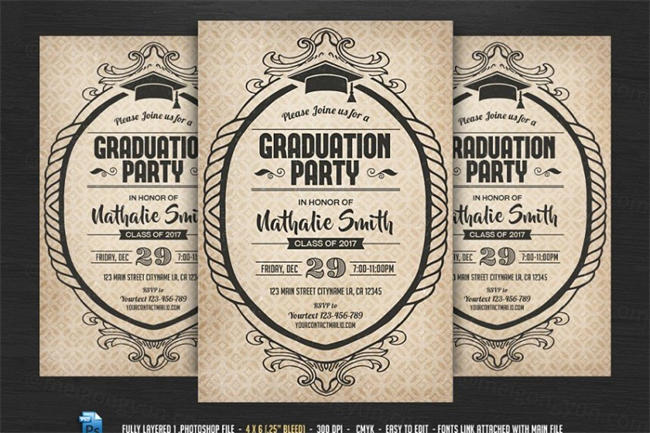毕业晚会宣传单模板 Graduation Party Flyer Template