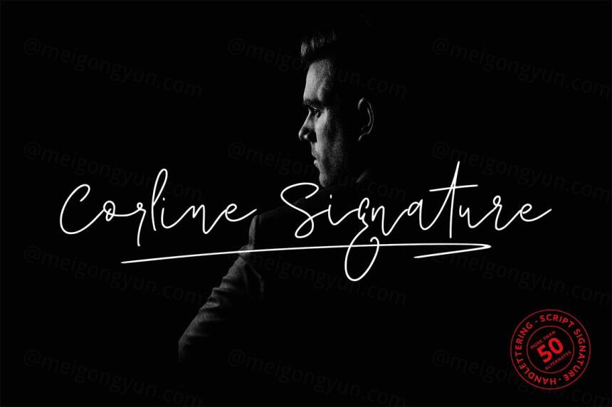 适合签名的优雅的手写英文字体 Corline Signature Font