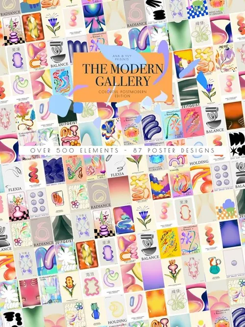 复古未来派蒸汽波迷幻波普艺术喷绘抽象几何装饰素材合辑 Mod