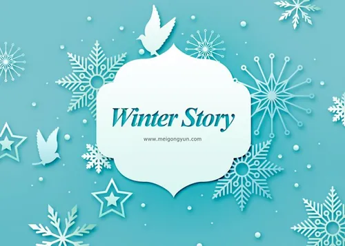 冬季剪纸贴画风格PSD海报Paper-Cut in winter