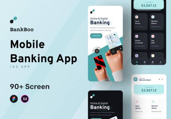 手机银行移动金融理财管理APP界面UI素材 Bankboo Mobil