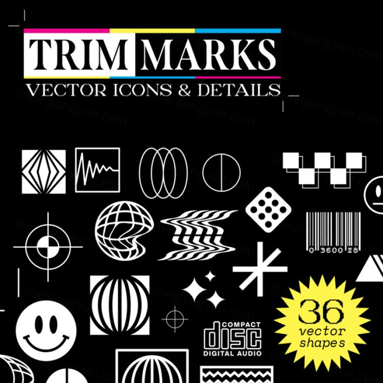 潮流酸性艺术扭曲变形矢量图标素材合辑 Bright Coal