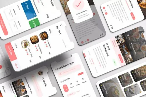 餐厅预订手机APP应用UI套件 Eatfast UI Kit – Re