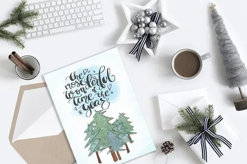 圣诞主题手绘水彩花卉装饰素材 Wonderful-Time-