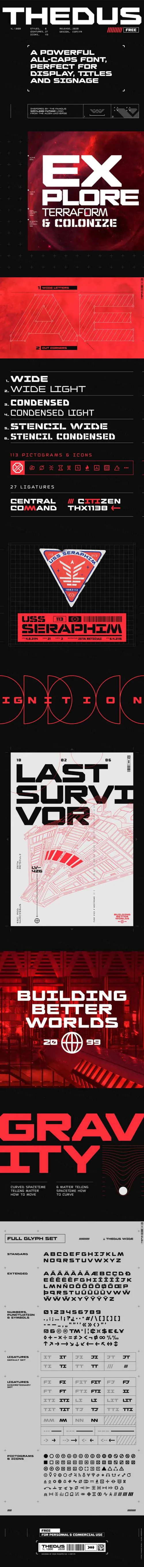 外星人科技感标题英文免费字体 THEDUS - FREE DISPLAY FONT