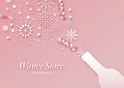 冬季剪纸贴画风格PSD海报Paper-Cut in winter