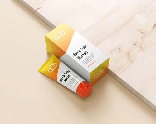 化妆品护肤品洗面奶美容产品包装贴图展示样机PSD模板 Tube  box mockup