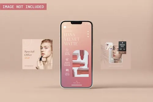 高质量Ins自媒体宣传广告设计贴图展示样机PSD模板