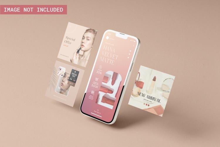 高质量Ins自媒体宣传广告设计贴图展示样机PSD模板