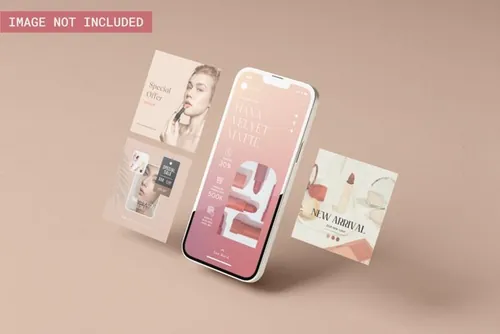 高质量Ins自媒体宣传广告设计贴图展示样机PSD模板