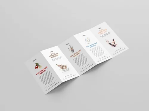 五折页DL传单折页设计展示样机PSD模板 5xDL leaflet mockup