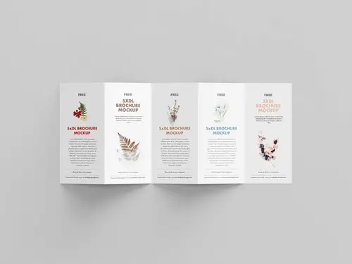 五折页DL传单折页设计展示样机PSD模板 5xDL leaflet mockup 样机模版